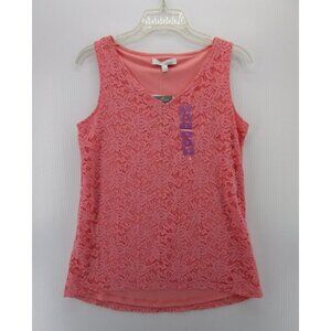Ellen Tracy Top Small Pullover Tank Blouse Lace Crochet Sheer NEW